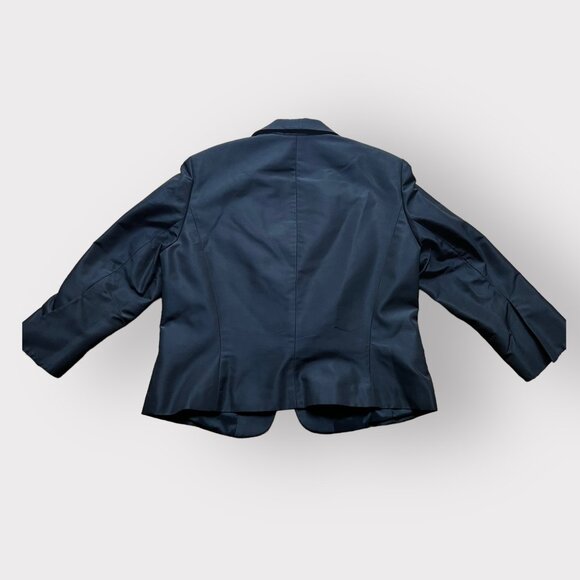 Rickie Freeman Teri Jon Size 16 Black Silk Wool Blend Corset Bow Blazer Jacket - Picture 10 of 11